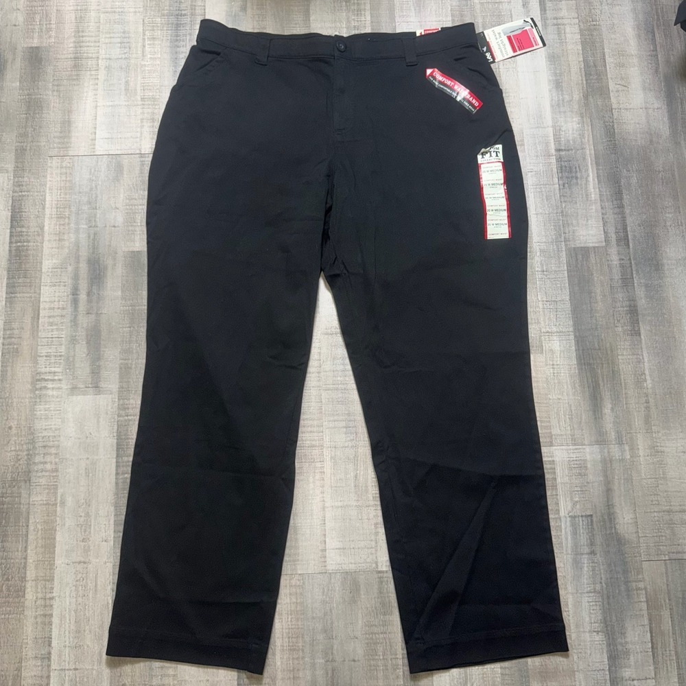 Lee Comfort Waistband Black Stretch Flat Front Pants Sz 20 40x31 New With Tag